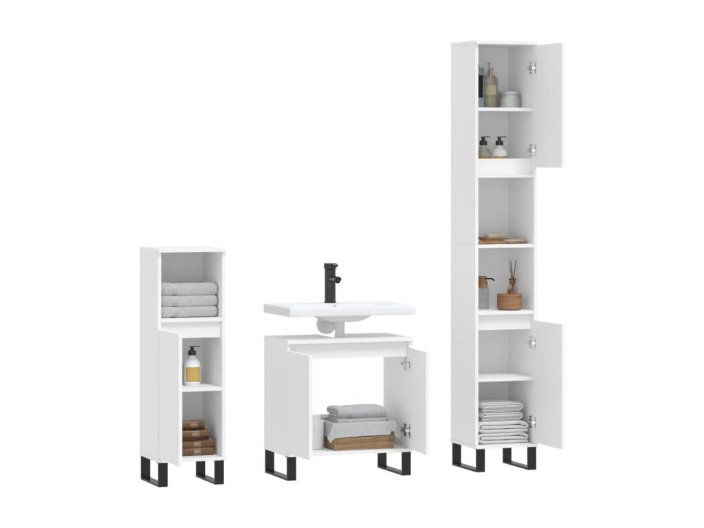 3-piece bathroom cabinet set, white engineered wood, 24311IZFW