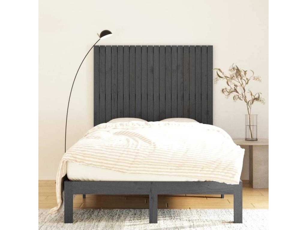 Wall-mounted headboard, grey, 127.5x3x110 cm, solid pine wood, 51388EAIM