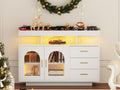 Kitchen cabinet/sideboard with LED lighting - 3 drawers and 2 doors - White 71839KIUU