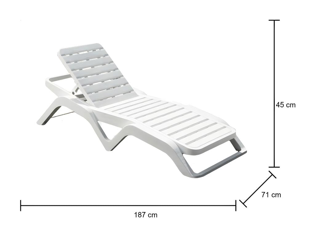 Homeboisstore Chaise Longue Adjustable Garden Chaise Longue Outdoor Chaise Longue Made in Italy 192x72h100 cm White 55504GRYL