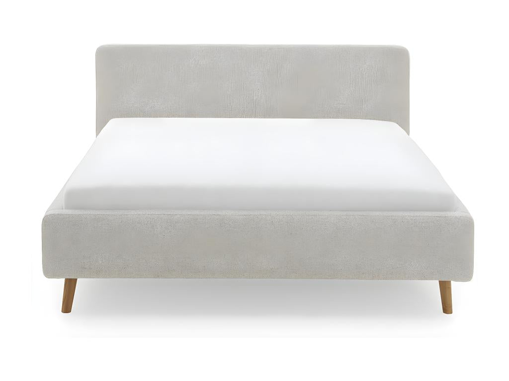 Upholstered adult bed 140x200cm with beige fabric headboard -L- 160 xW- 218 xH- 105cm 04789PRPL