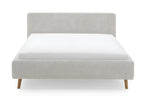 Upholstered adult bed 140x200cm with beige fabric headboard -L- 160 xW- 218 xH- 105cm 04789PRPL