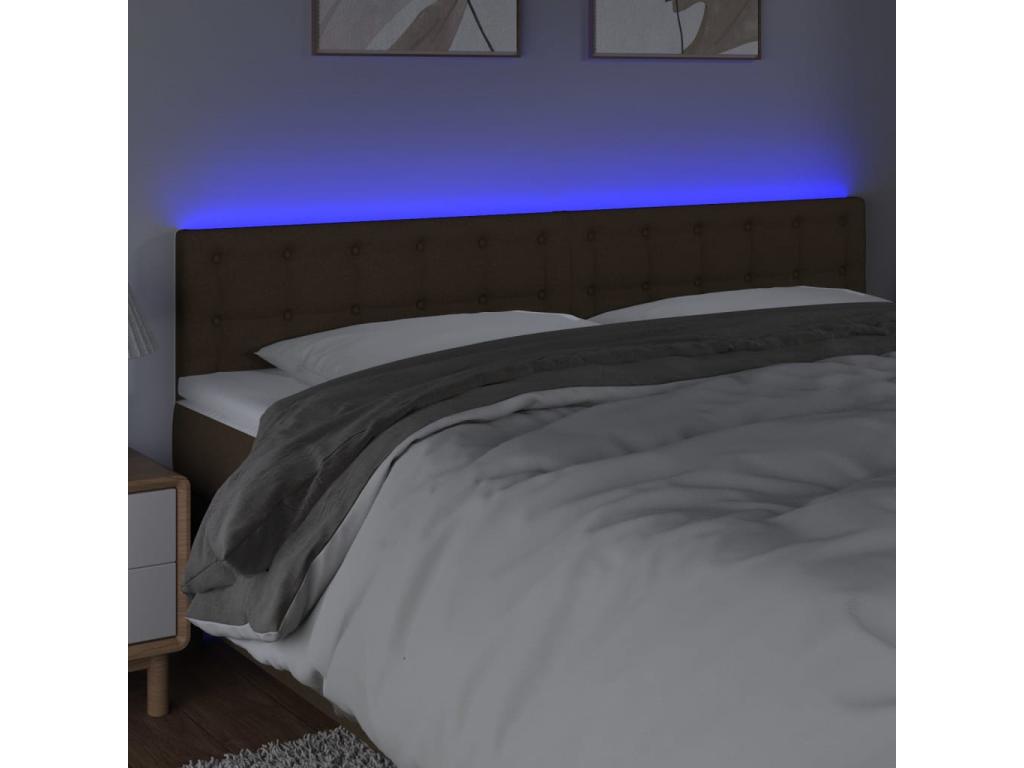 LED Headboard, Dark Brown, 200x5x78/88 cm, Fabric, 54556WLFD