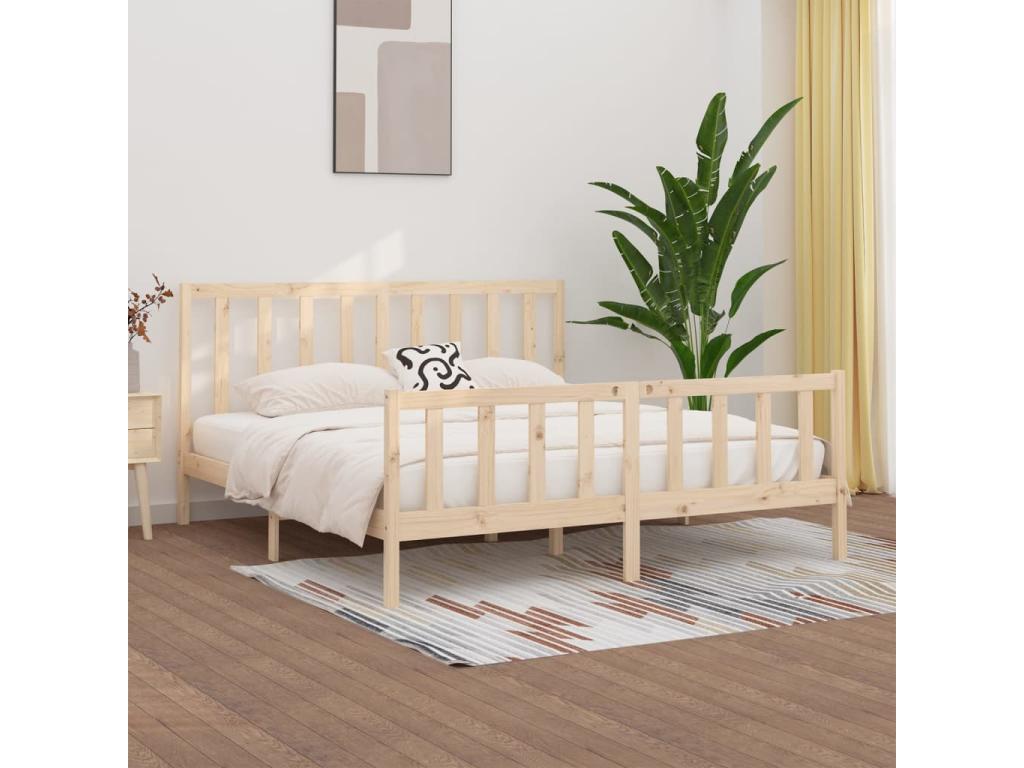 Solid wood bed frame 200x200 cm 54891HAKJ