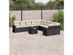 11-piece garden furniture set with cushions, black resin wicker, 98740VFLA