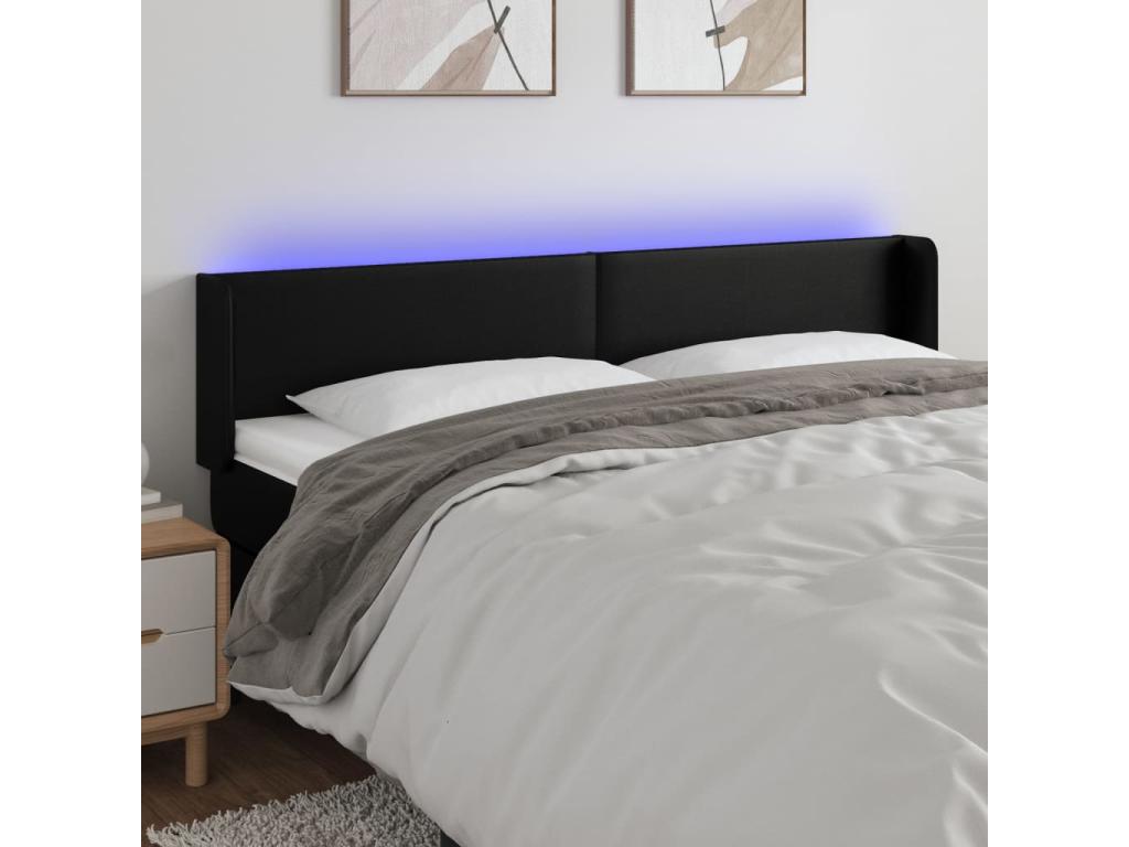 Black LED Headboard 163x16x78/88 cm Faux Leather 23319IMZD