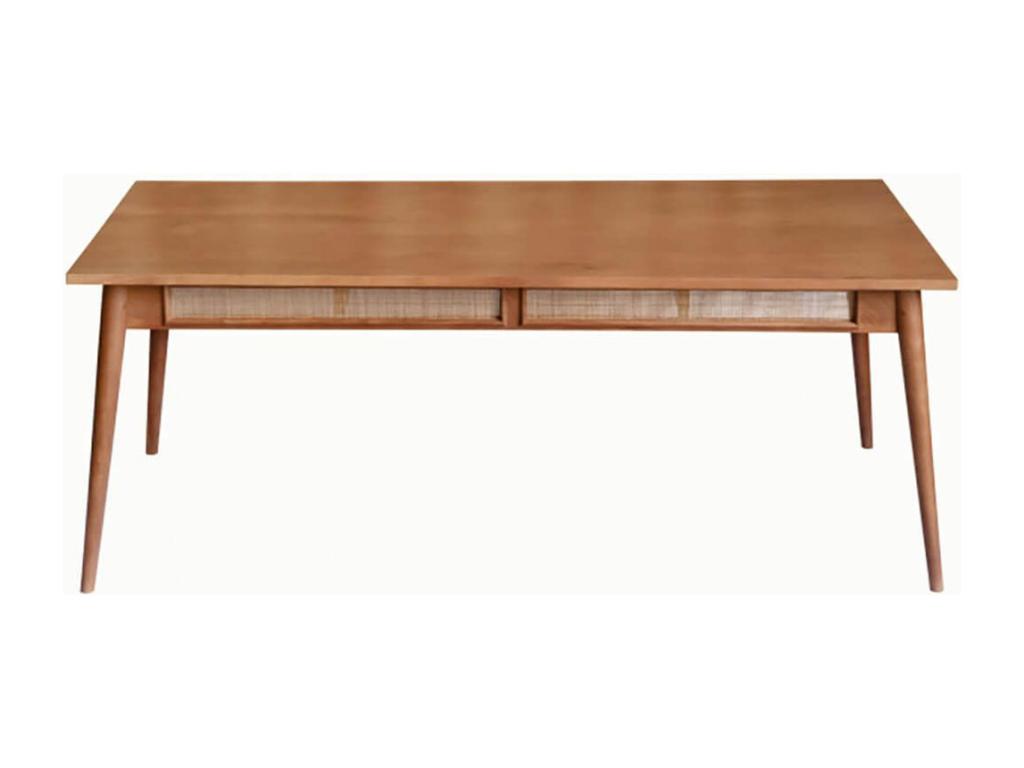 Sunmeub - 200cm dining table in Sunmeub teak-stained finish with cane veneer 08796UOBS