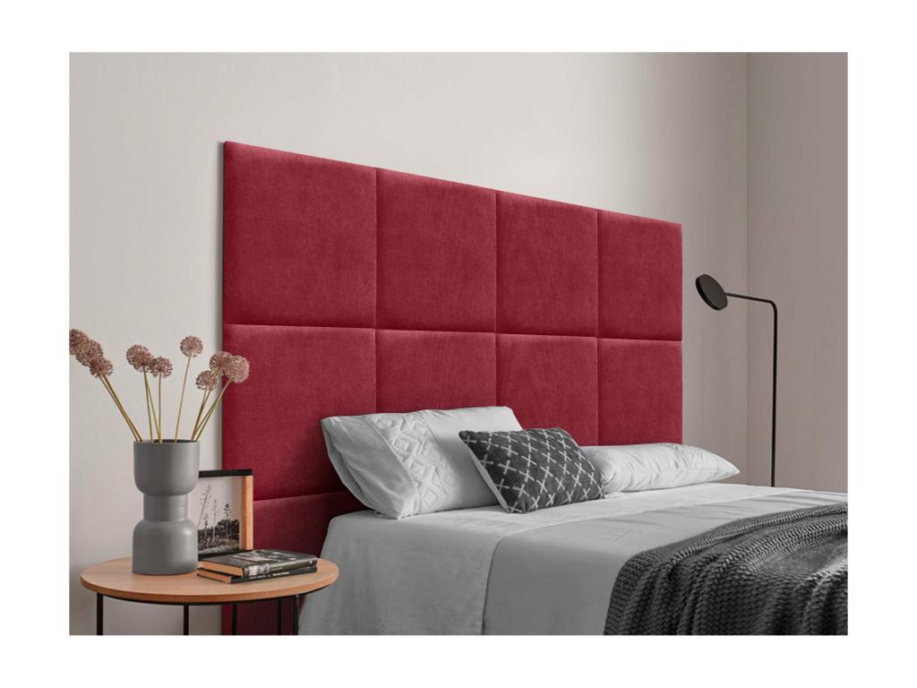 Sunmeub Upholstered Headboard in Sunmeub Fabric, Composed of Interchangeable Self-Adhesive Bed Panels for Luxury Bedroom, Red, 140 cm, 48304XSUS