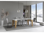 Extendable white console table with natural wood legs, seats 12, 40 to 300cm, Sunmeub-Support 2 legs 56840ZGLF