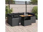 7-piece garden furniture set with cushions, black resin wicker, 87527TQNW