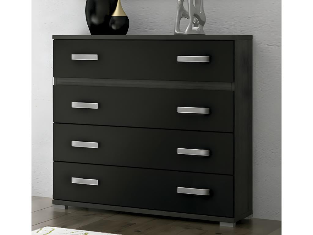 Chest of drawers/sideboard/storage unit in ash oak/black finish - Length 89 x Depth 39.6 x Height 89.6 cm 93263GYND