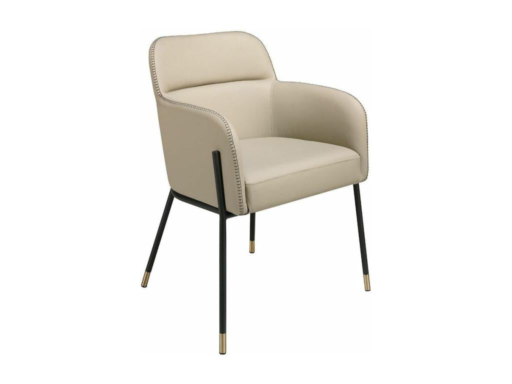 Léo-Sunmeub 40 49656VMHC chair in beige faux leather and eco-leather with steel legs