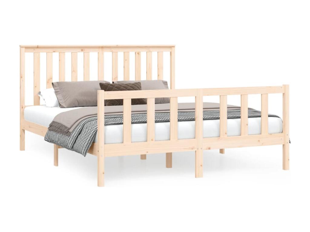 Bed frame with headboard, solid pine wood, extra large, 70400PHLK