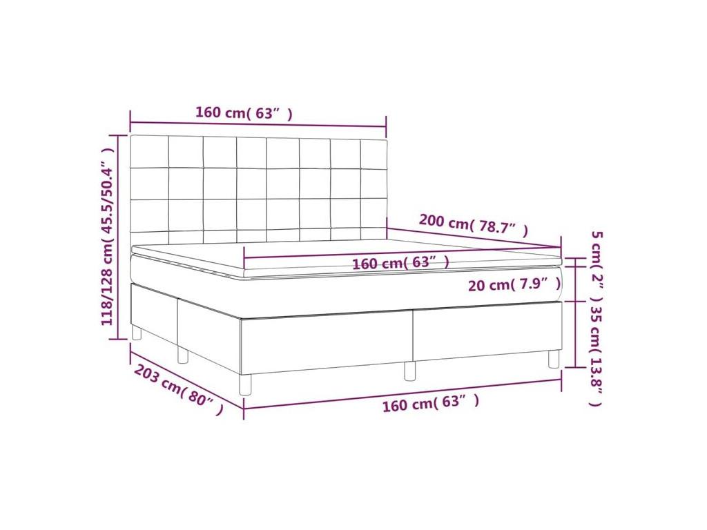 Homeboisstore bed base with mattress, Dark Grey 160x200 Fabric 33309QCSX