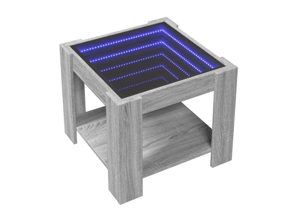 Sunmeub coffee table with LED, grey, 53x53x45 cm, engineered wood, 19474QVFS