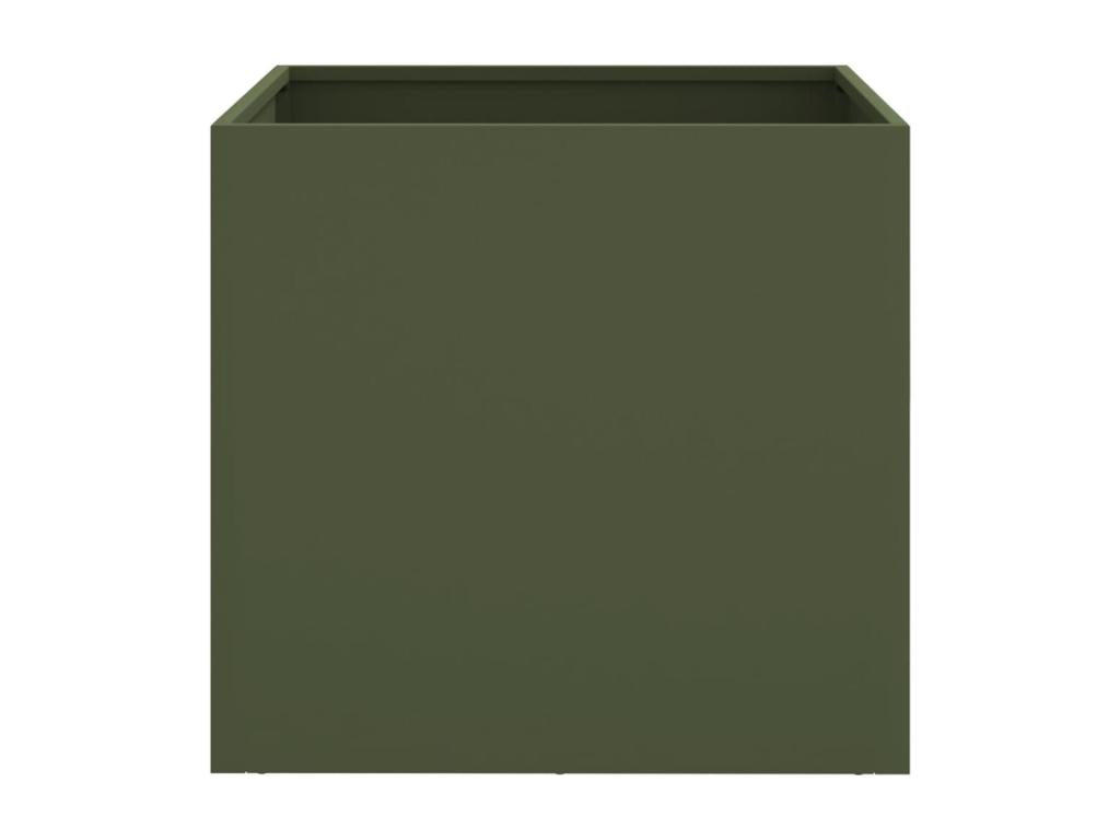 Planters, 2 pcs, olive green, 42x40x39 cm, cold-rolled steel, 41224ELGX