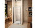 Shower door 76x185cm in 6mm clear tempered glass, pivot shower door with rotating clamp, for alcove installation 56097DSFJ