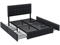 Bed with drawers, double storage bed - black 140x200 cm - Sunmeub 08396VOLM