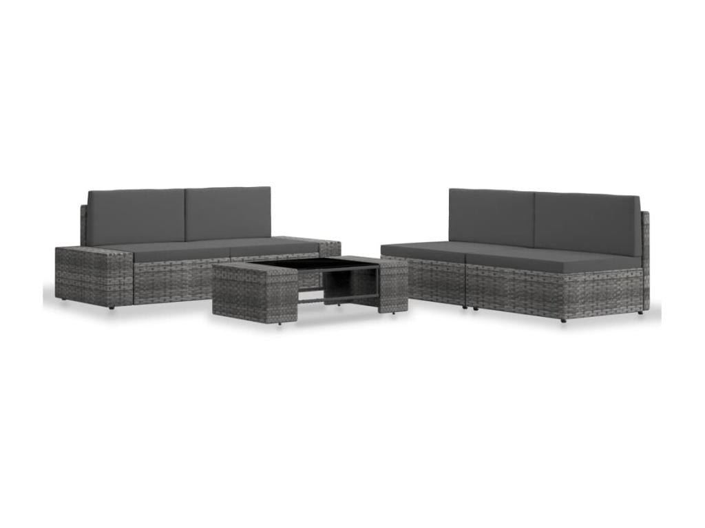 5-piece garden furniture set, grey wicker resin, 2 56137KUEO