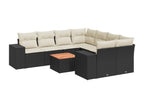 9-piece garden furniture set with cushions, black resin wicker, 99220GIDO