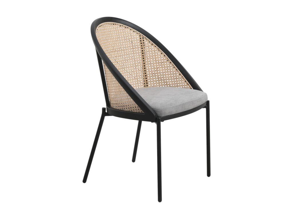 Comfortable armchair with fabric seat and natural cane backrest 98409ZDND