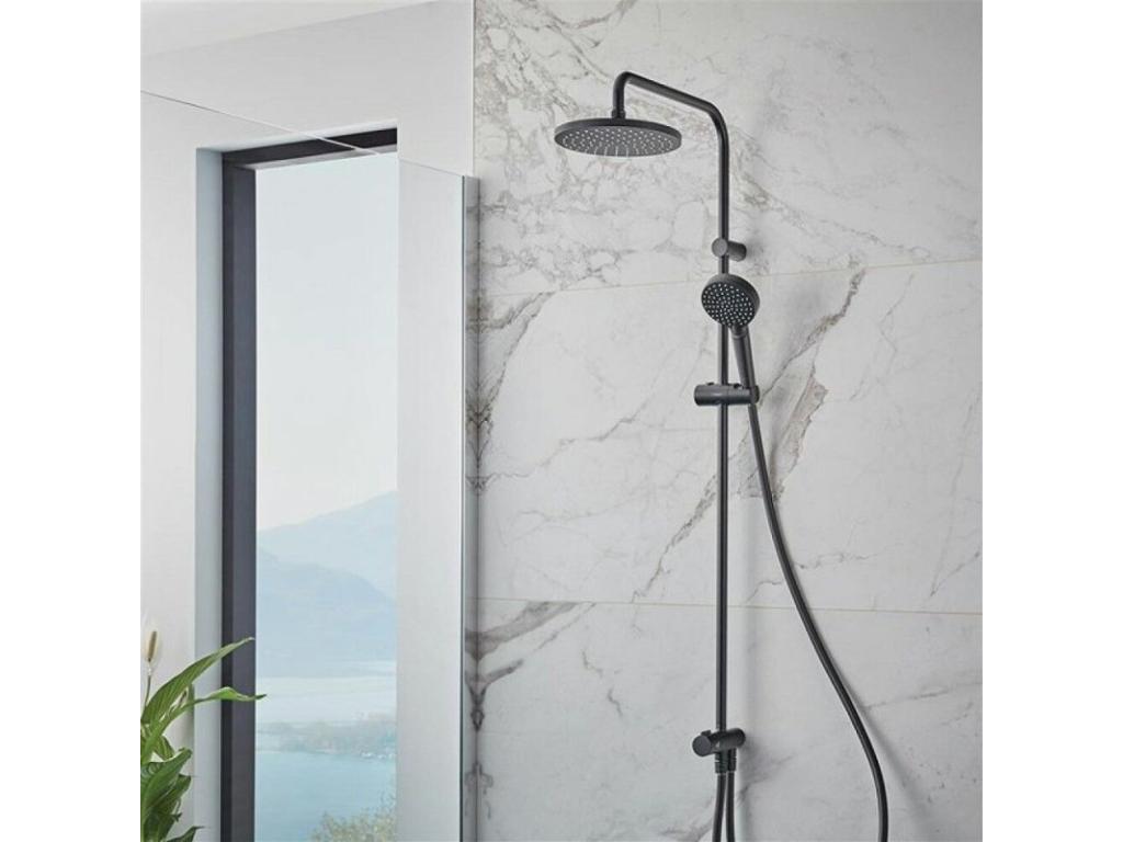 Sunmeub 200 shower column or shower bath without mixer tap, Sunmeub matte black, Briochin cleaner 62781TERT