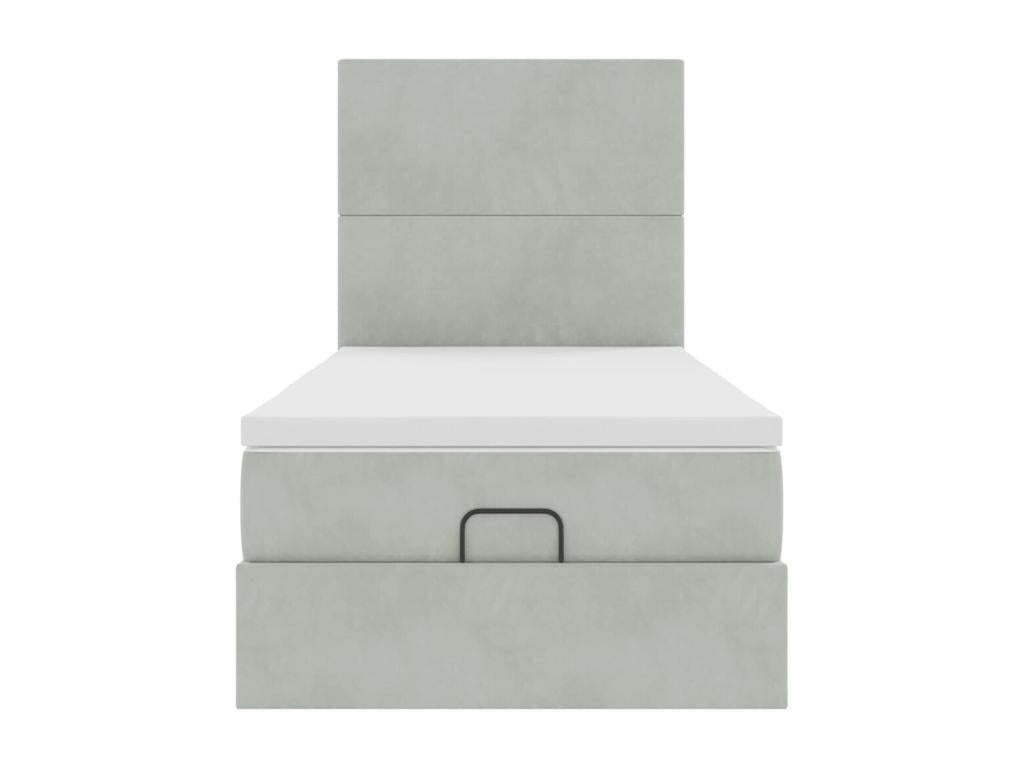 Sunmeub bed frame with light grey 80x200 cm velvet mattress 26798JTBH