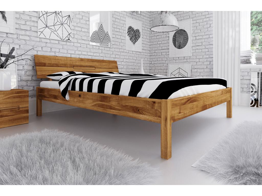 VENTO - Bed with headboard in natural oiled wild oak wood 120x200 32756UDQA