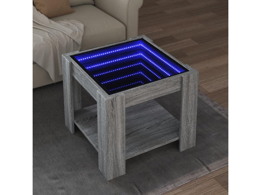 Sunmeub coffee table with LED, grey, 53x53x45 cm, engineered wood, 19474QVFS