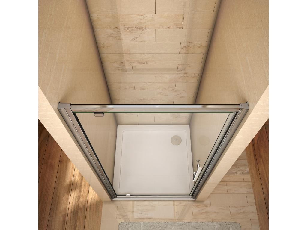 Shower door 76x185cm in 6mm clear tempered glass, pivot shower door with rotating clamp, for alcove installation 56097DSFJ