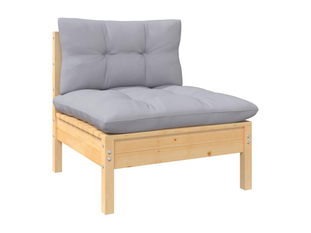 9-piece garden furniture set with grey pine wood cushions 13548MBMV