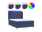 Upholstered bed base with mattress and LED light, blue, 140x200 cm, fabric, 36127MHOC