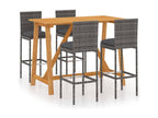5-Piece Garden Bar Set with Cushions, Grey 88400TWBV