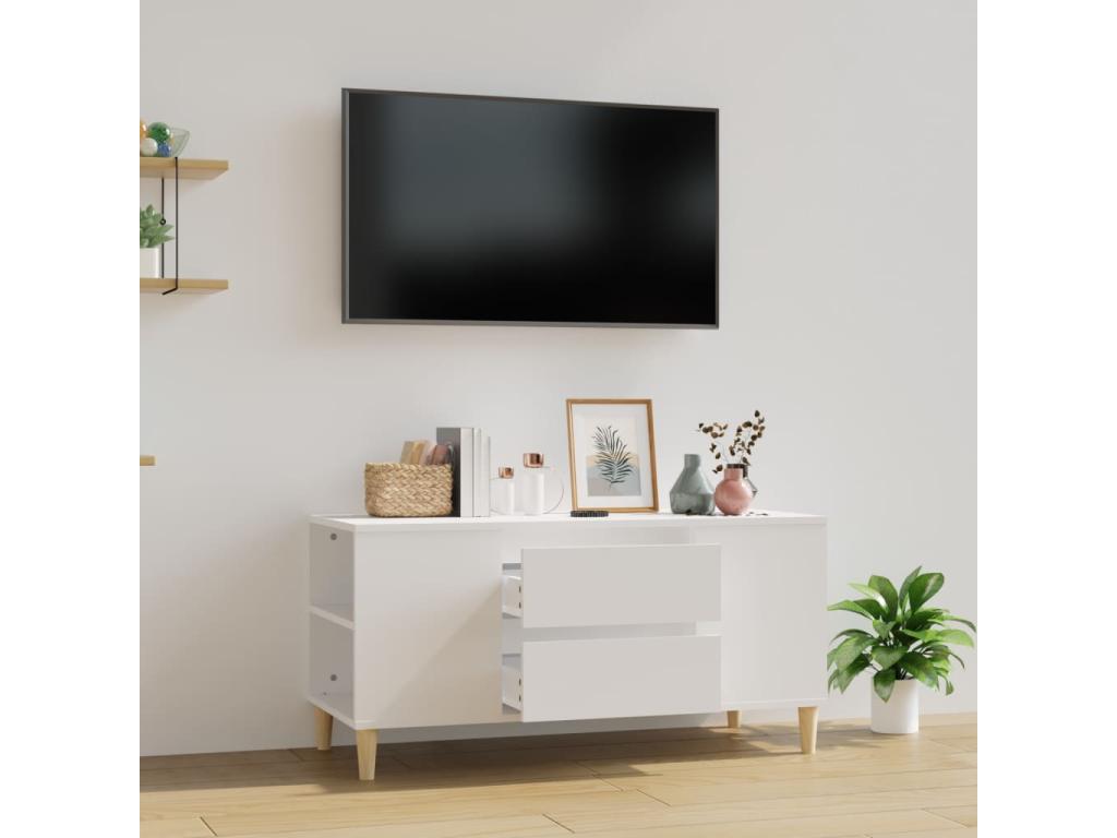 White TV stand 102x44.5x50 cm Engineered wood 11786WAUW