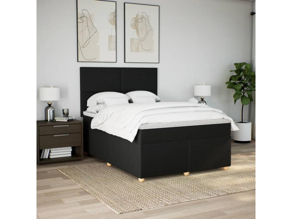 Sunmeub bed base with mattress, black, 140x200 cm, fabric, 16398SJQI