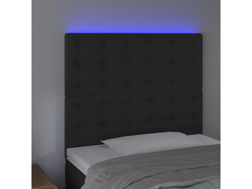 Black LED Headboard 90x5x118/128 cm Velvet 69854QEIV