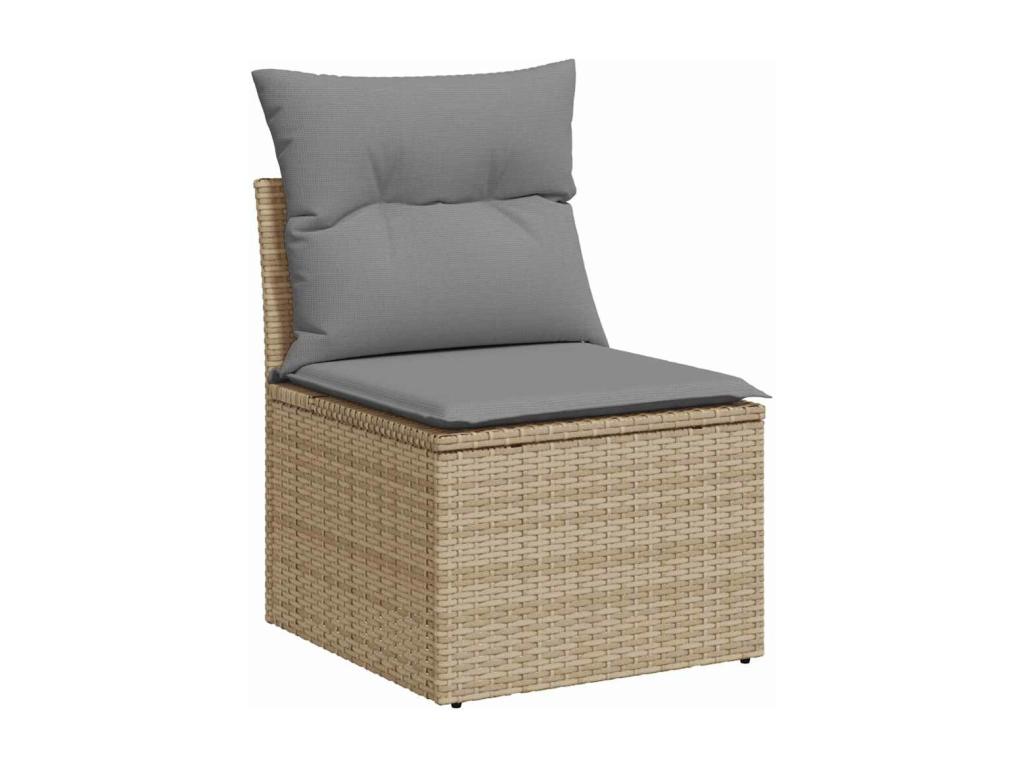 9-piece garden furniture set with cushions, beige woven resin, 23405IFLI