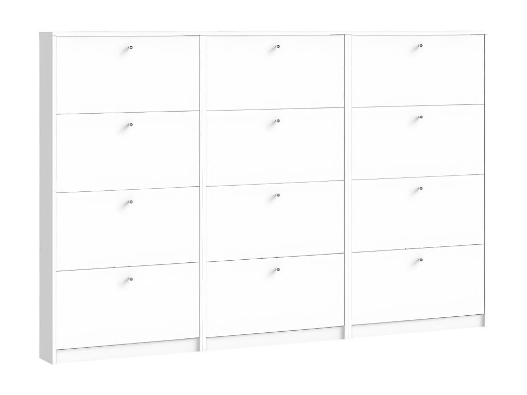 Sunmeub Shoe Cabinet with 12 Drop-Down Doors, Width 225 cm, Height 148 cm, White, 71220FBEE