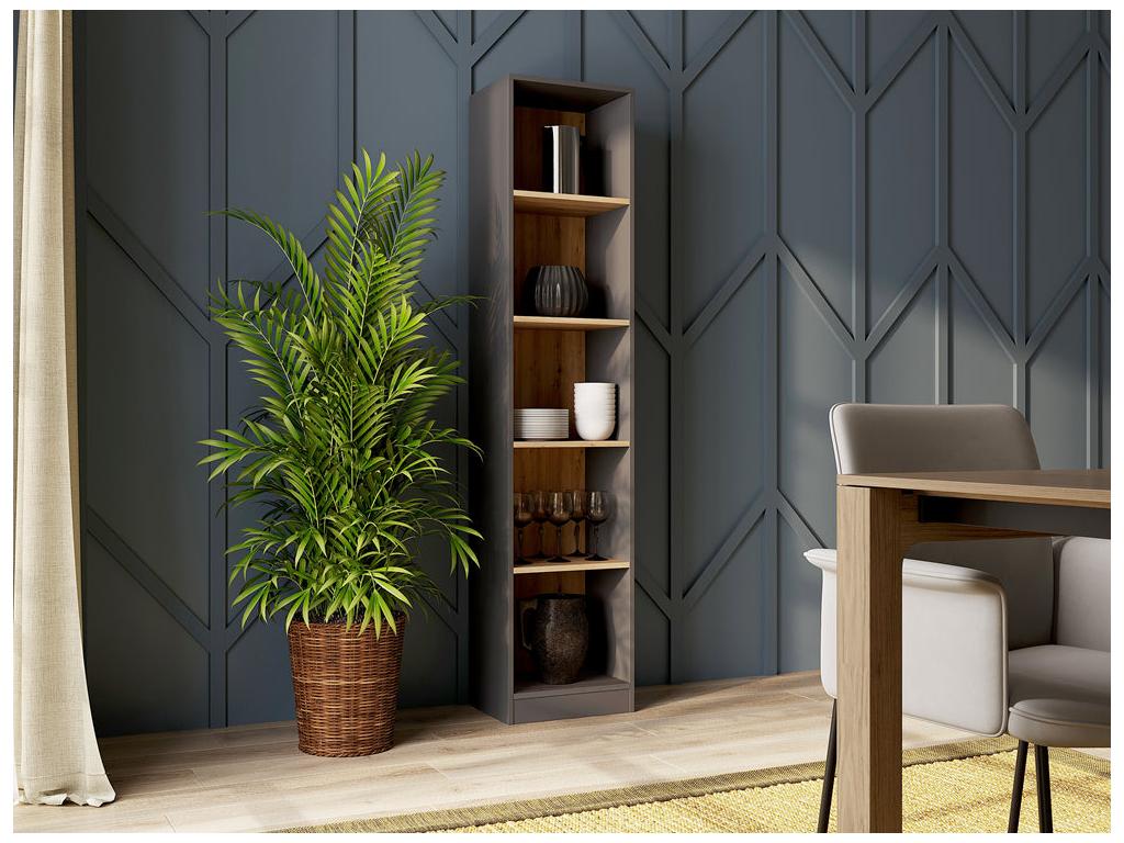 Sunmeub Black Wooden Bookcase - 5 Shelves 30x50x182 cm 61590EIWC