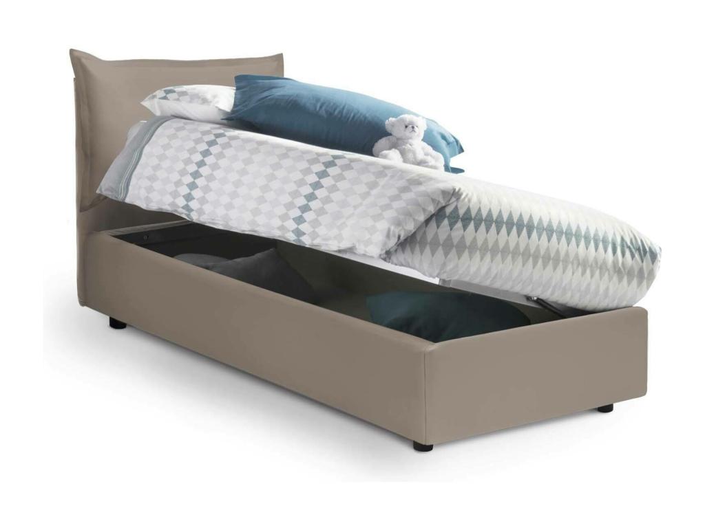 Sunmeub Single Bed with Storage, Eco-Leather Upholstery, Made in Italy, Side Opening, Suitable for 80x190 cm Mattress, Sunmeub 75886FVCO