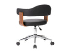 Sunmeub 76209JFVU black faux leather and dark wood swivel chair