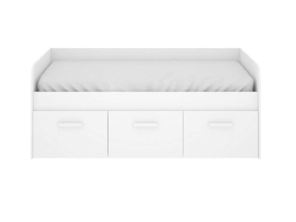 Children's trundle bed 90x190 cm in white melamine with 3 drawers - Length 194.3 x Depth 97 x Height 60 cm 47702BWTH