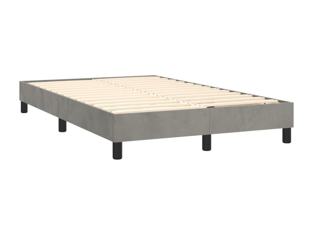 Upholstered bed base and mattress, light grey, 120x200cm, velvet, 48925DSER