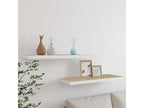 Floating shelves, 2 pcs, oak and white, 80x23.5x3.8 cm, MDF, 19673EKJD
