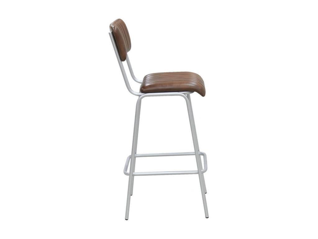 Leather and metal bar stool, seat height 75 cm, 64525XESP