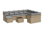 11-piece garden furniture set with beige resin wicker cushions 77914ODHC