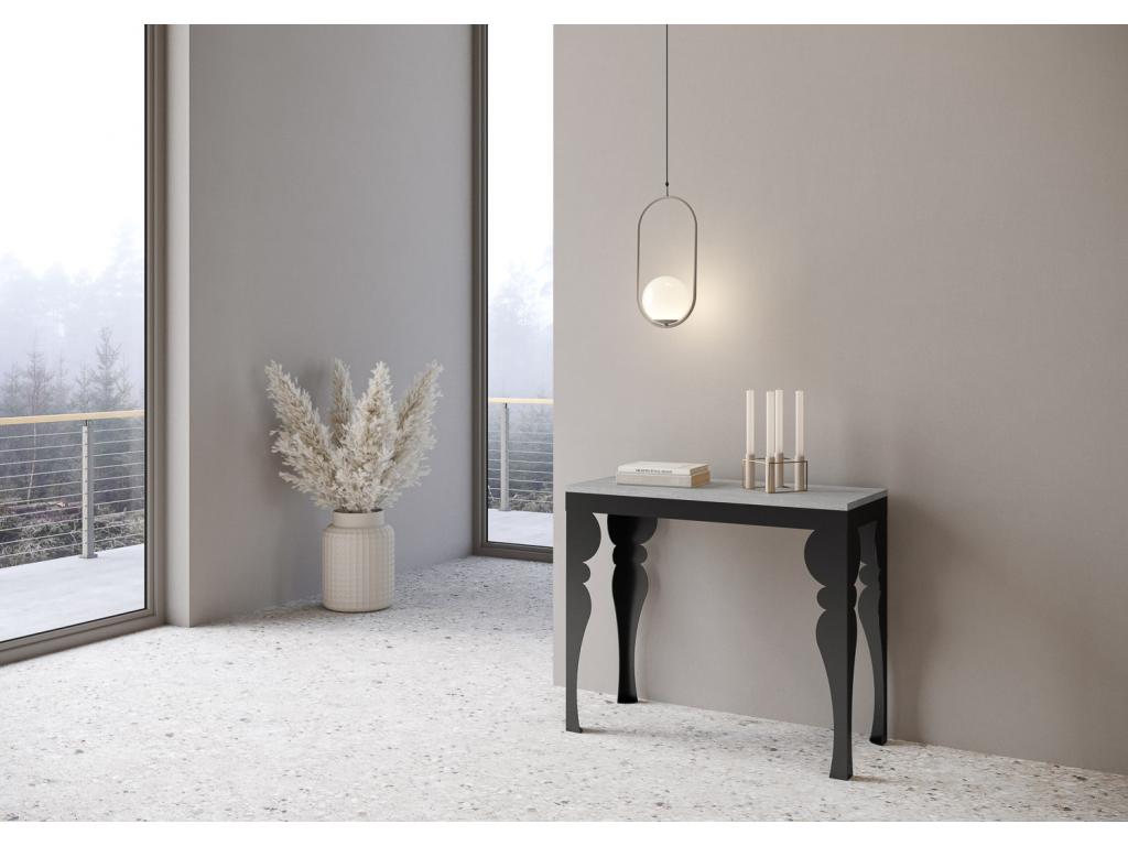 Sunmeub extendable console table 90x40/300 cm, concrete grey, anthracite frame, 75579MPJA
