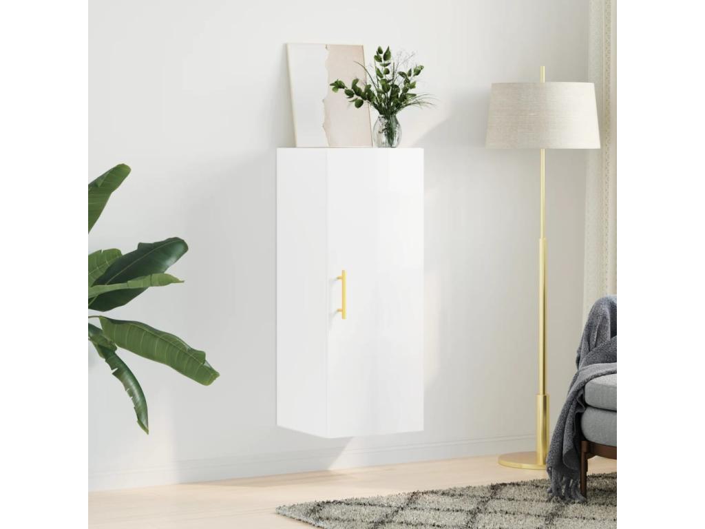 Glossy white wall cabinet 34.5x34x90 cm 10823VRSN