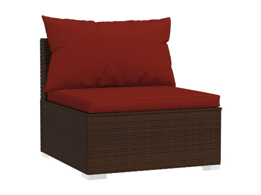 10-piece garden furniture set with cushions, brown woven resin, 70840GESP