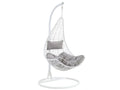 Hanging chair in woven resin - White with grey cushions - Sunmeub 81178ZCMC